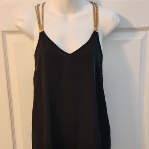 Elegant Black Camisole with Gold Straps
